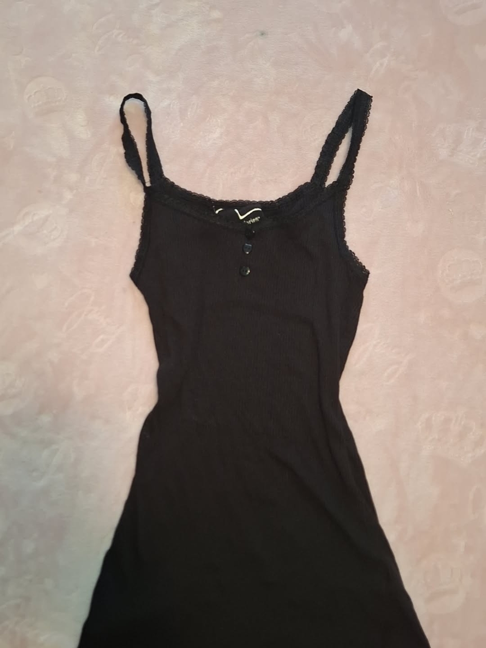 No Boundaries Black Lace-Trim Ribbed Tank